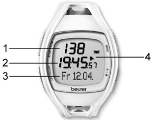 Спортивные часы Beurer PM45 - дисплей
